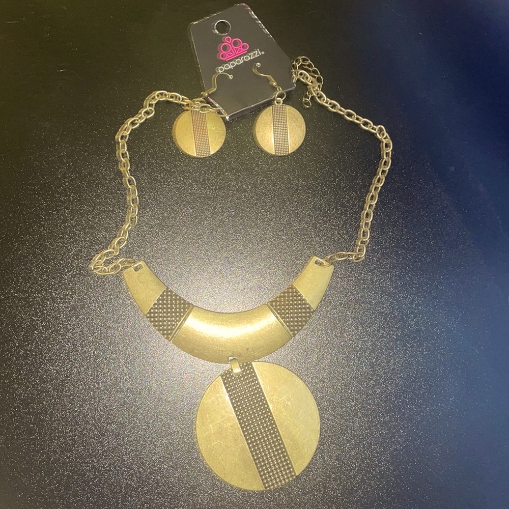 Brass Necklace and earrings set